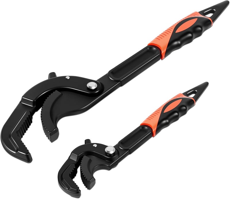DikTalk Self-Adjusting Pipe Wrench Set, 10" & 15", Power Grip for Plumbing & Auto Repair, 14-60mm Jaw, Anti-Slip Teeth, Chromium Steel - Image 1